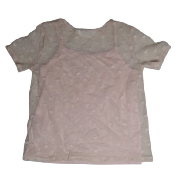 H&M, SHEER TOP WITH HEART PRINTS, COLOR: PINK, SIZE: 8-10Y - Picture 2 of 8